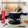 image:imageSwissmar Lugano Cast Iron Cheese Fondue Set 9Piece 2 QT  2 L  Ideal for Melting Cheese Chocolates Caramel amp More  Perfect for Kitchen Collection amp Gift Giving  Matte BlackDeep Blue