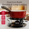 image:imageSwissmar Lugano Cast Iron Fondue Pot Replacement 2 Quart Metallic BlackCherry Red