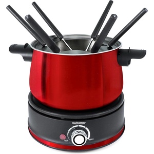 image:imageSwissmar Arolla 10 Pieces Stainless Steel Electric Fondue Set  Perfect Fondue Pot Electric Set for Cheese Chocolate Oil Broth amp More  Gift Ideas for Wedding House Warming Red 21 Qt  2LRed