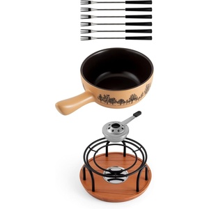 image:imageSwissmar Heidi Ceramic Cheese Fondue Set 9Piece 28 Quart White ColorJura Fondue Set