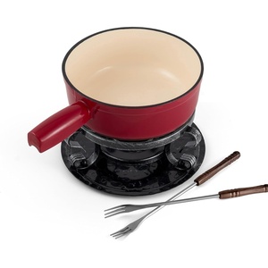 image:imageSwissmar Lugano Cast Iron Cheese Fondue Set 9Piece 2 QT  2 L  Ideal for Melting Cheese Chocolates Caramel amp More  Perfect for Kitchen Collection amp Gift Giving  Matte BlackCherry Red