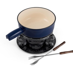 image:imageSwissmar Lugano Cast Iron Cheese Fondue Set 9Piece 2 QT  2 L  Ideal for Melting Cheese Chocolates Caramel amp More  Perfect for Kitchen Collection amp Gift Giving  Matte BlackDeep Blue