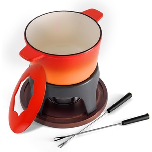 image:imageSwissmar Sierra Cast Iron Fondue Set 16 Quart  16 Liter  Perfect for Meat Cheese amp Chocolate Fondues  Ideal for Family Bonding amp Hosting Gifts  12Pieces Cherry RedOrange