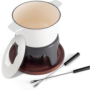 image:imageSwissmar Sierra Cast Iron Fondue Set 16 Quart  16 Liter  Perfect for Meat Cheese amp Chocolate Fondues  Ideal for Family Bonding amp Hosting Gifts  12Pieces Cherry RedMatte White