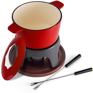 image:imageSwissmar Sierra Cast Iron Fondue Set 16 Quart  16 Liter  Perfect for Meat Cheese amp Chocolate Fondues  Ideal for Family Bonding amp Hosting Gifts  12Pieces Cherry RedCherry Red