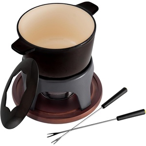 image:imageSwissmar Sierra Cast Iron Fondue Set 16 Quart  16 Liter  Perfect for Meat Cheese amp Chocolate Fondues  Ideal for Family Bonding amp Hosting Gifts  12Pieces Cherry RedMetallic Black